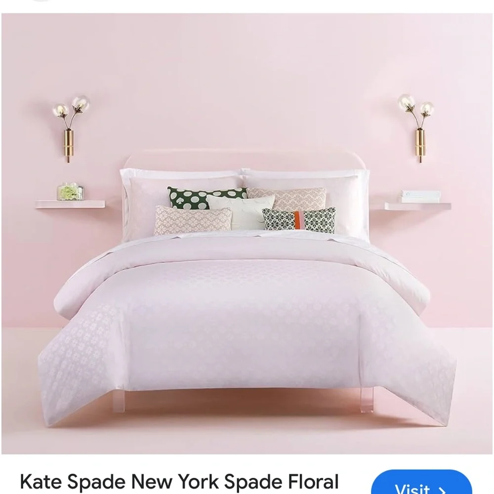 kate spade NEW YORK KING COMFORTER Floral with Polka dot Printed white NEW